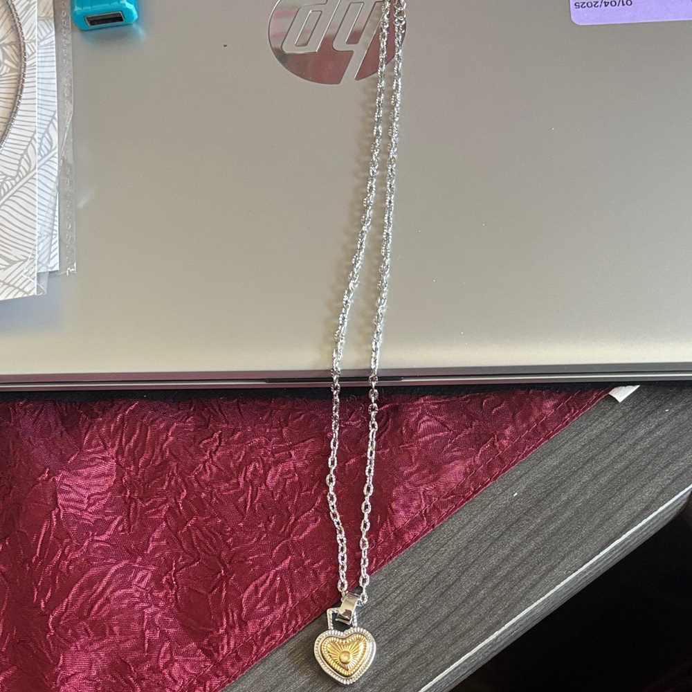 Elegant Silver and Gold Heart Pendant Necklace
